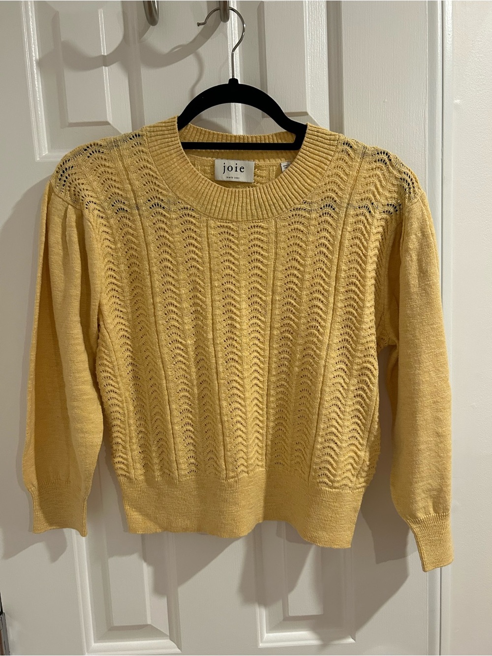 Joie Yellow Open Knit Cotton Sweater XS